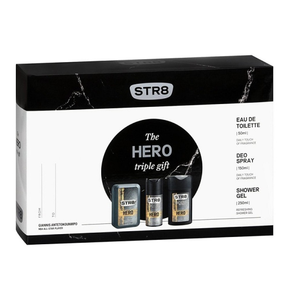STR8 ΣΕΤ HERO AFTER SHAVE 50ml+DEO SPRAY 150ml+SG 250ml
