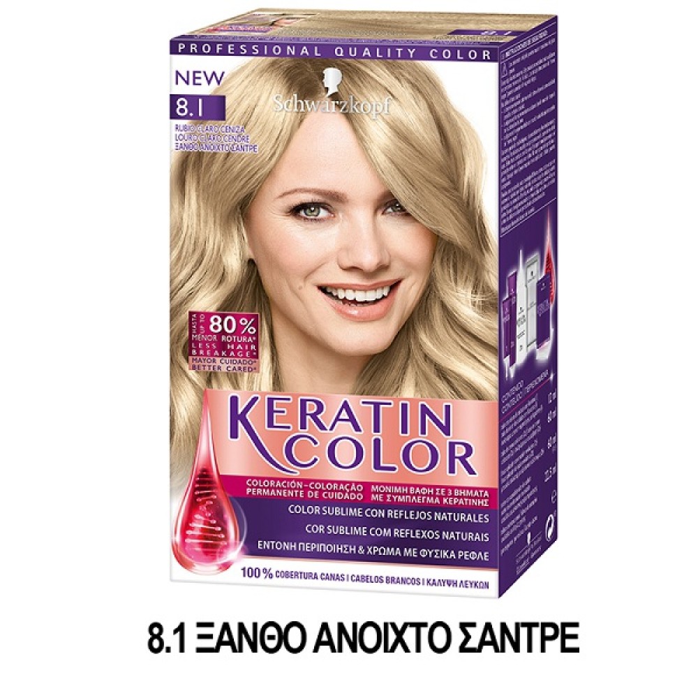 KERATIN COLOR ΒΑΦΗ ΜΑΛΛΙΩΝ Ν.8.1 ΞΑΝΘΟ ΑΝΟΙΧΤΟ ΣΑΝΤΡΕ